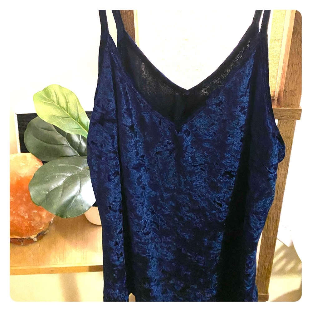 Velvet Deep Rich Blue V neck Sexy Cami